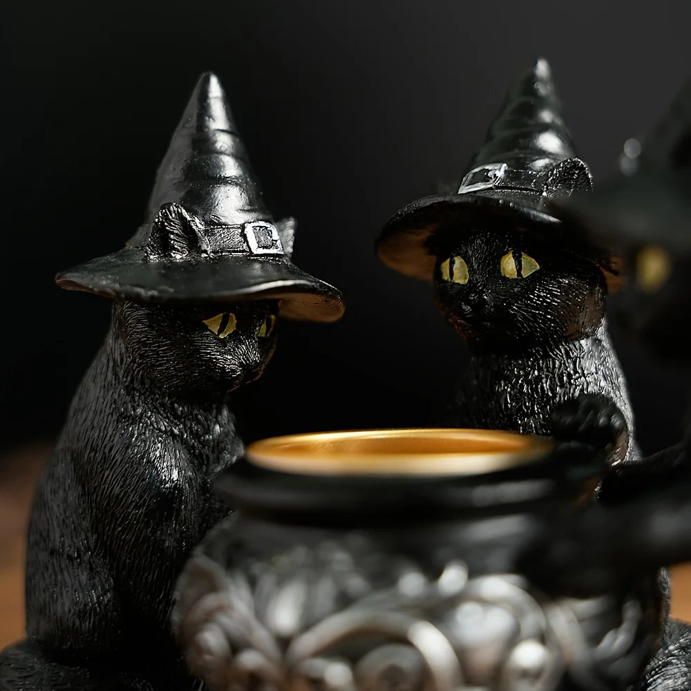🐈⬛ Witch Cat Cauldron Figurine