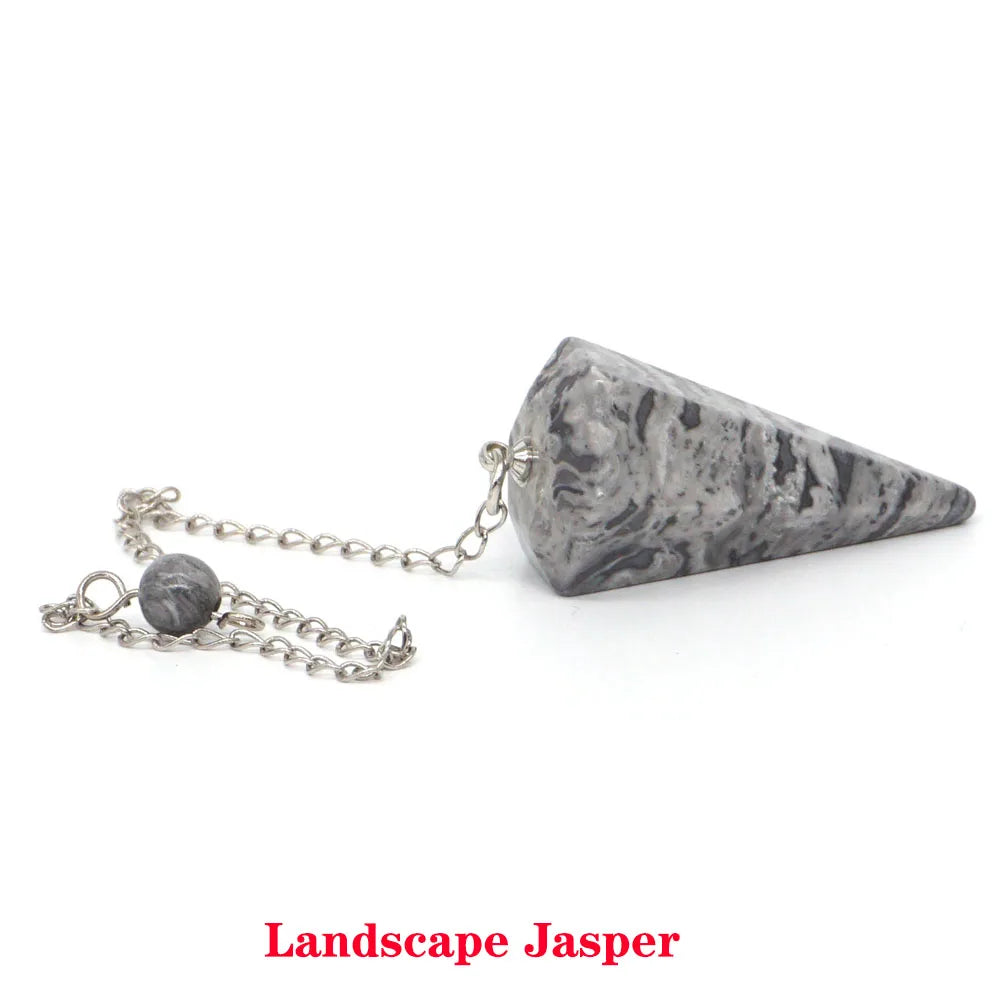 Pyramid Pendulum Natural Gemstone Chain Chakra Amulet Pendant Jewelry Reiki Healing Crystal Witchcraft Supplies Decor Ornaments
