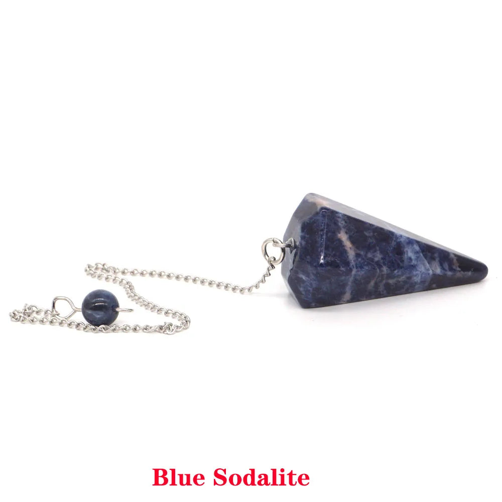 Pyramid Pendulum Natural Gemstone Chain Chakra Amulet Pendant Jewelry Reiki Healing Crystal Witchcraft Supplies Decor Ornaments