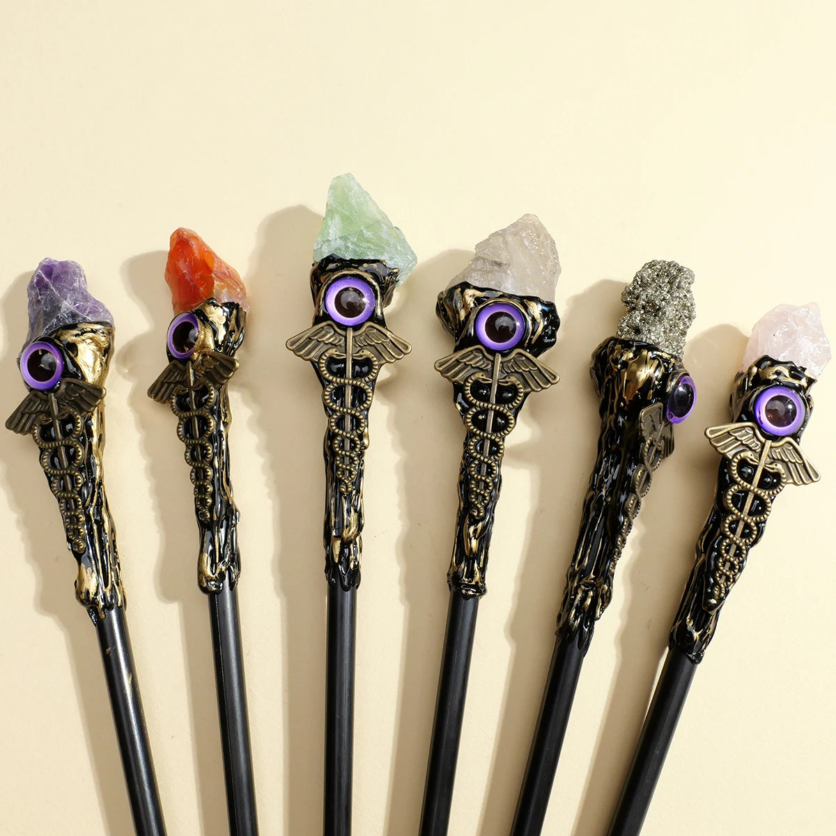 Natural Crystal Evil Eye Witch Wand