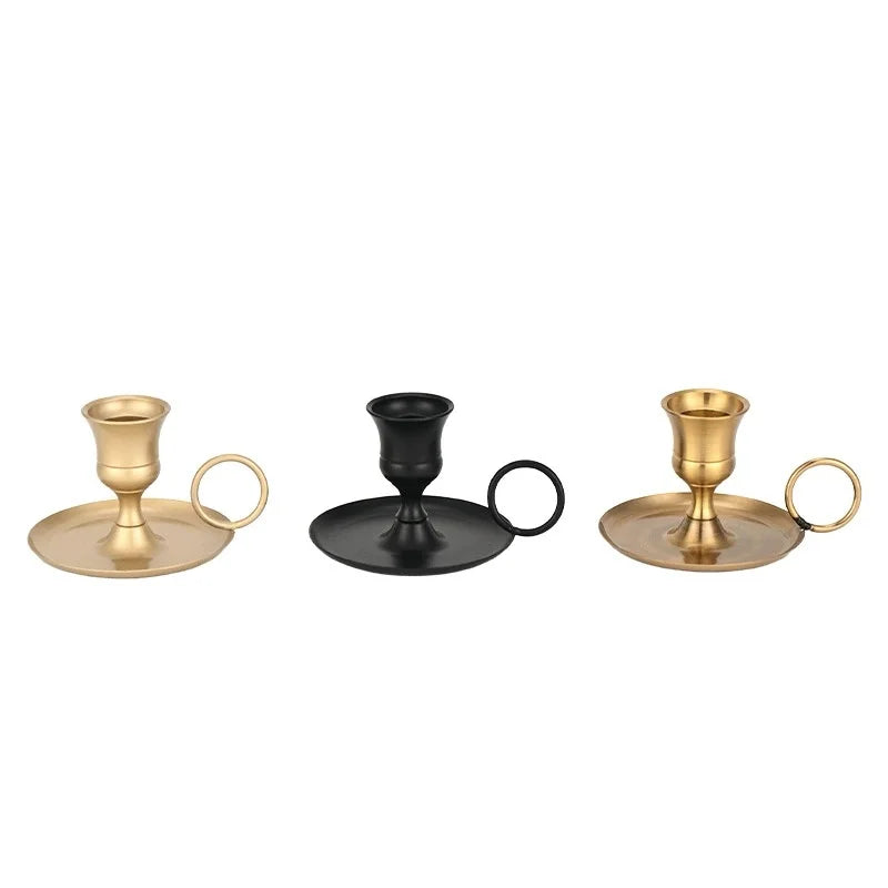 Metal Candle Holder Desktop Candlestick Adornment Candle Holder With Handle Centerpiece Dining Table Wedding Festive Decoration