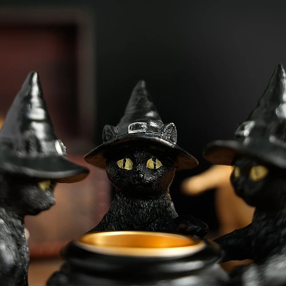 🐈⬛ Witch Cat Cauldron Figurine