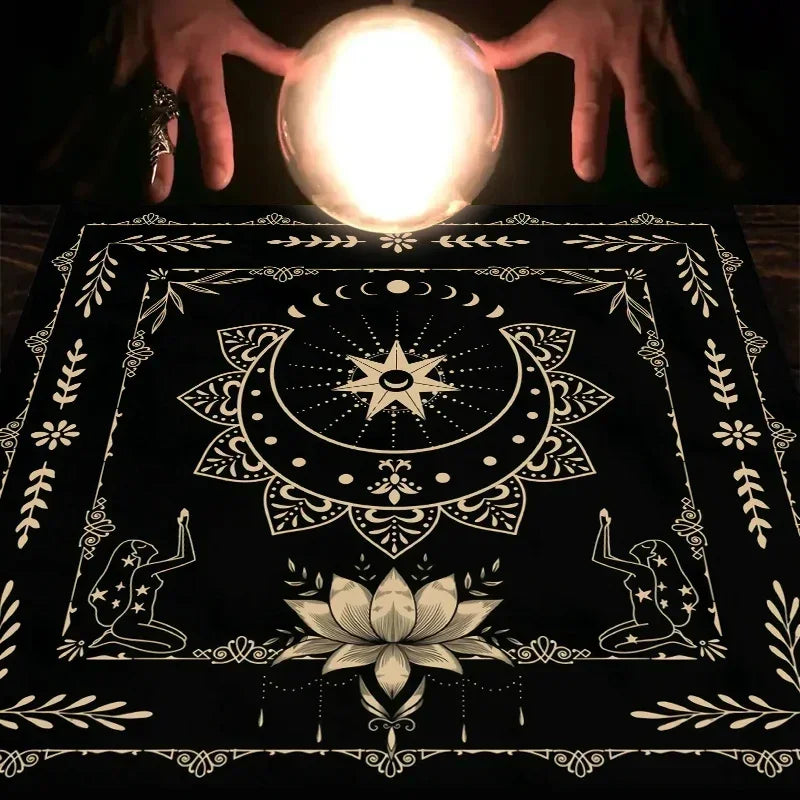 Tarot Tablecloth With Your Power, Snake Shaped Floral And Plant Print Astrology Tablecloth, Altar Decoration Tablecloth
