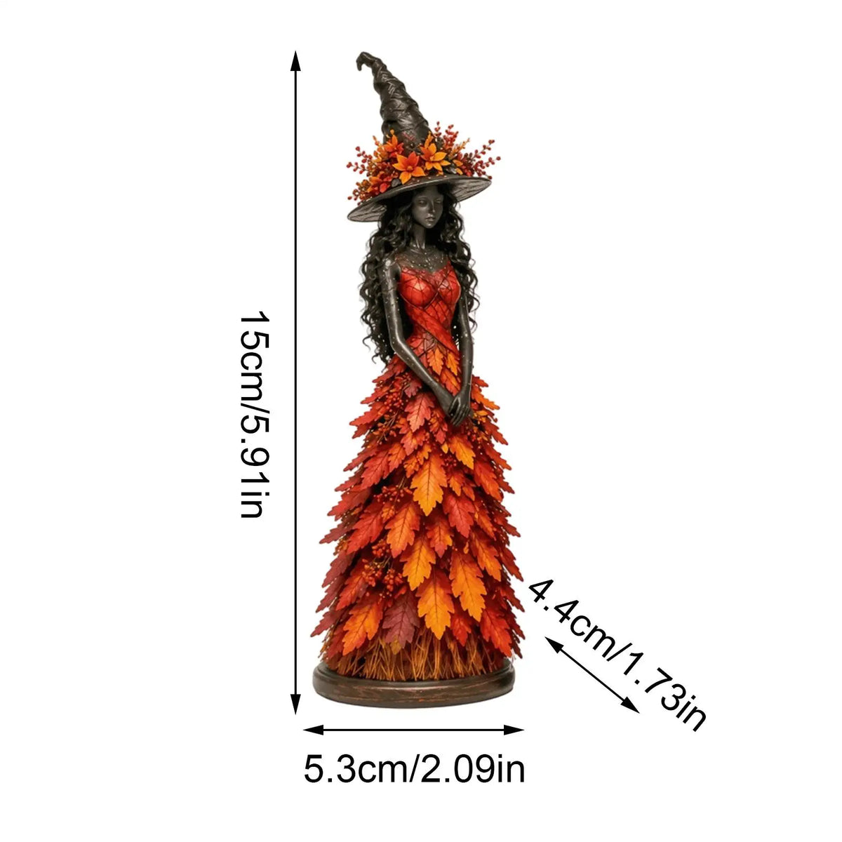 Witch Statue Halloween Gothic Harvest Desktop Decoration Autumn Witch Figurine Craft for Homeowners Renters Home Apartment