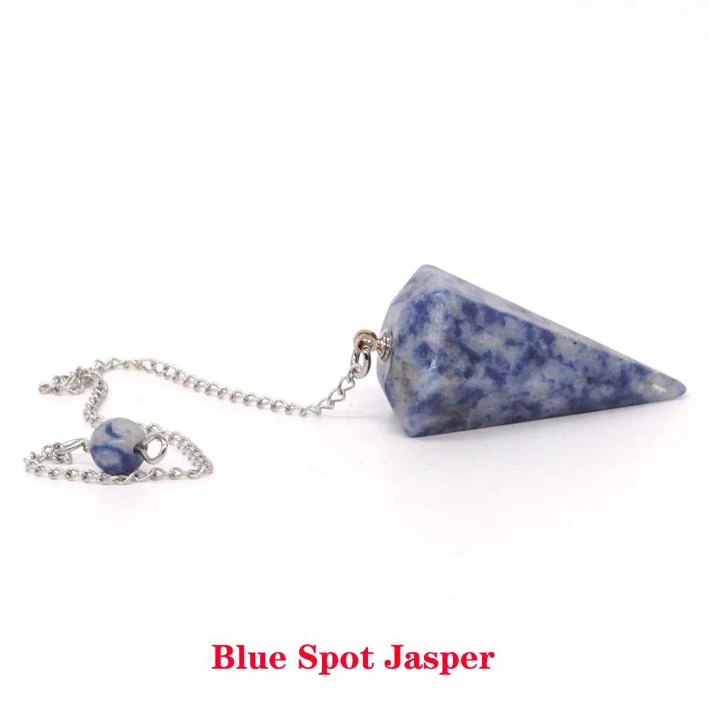 Pyramid Pendulum Natural Gemstone Chain Chakra Amulet Pendant Jewelry Reiki Healing Crystal Witchcraft Supplies Decor Ornaments