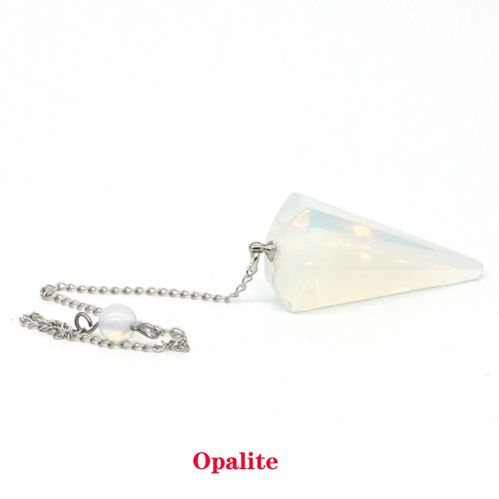 Pyramid Pendulum Natural Gemstone Chain Chakra Amulet Pendant Jewelry Reiki Healing Crystal Witchcraft Supplies Decor Ornaments