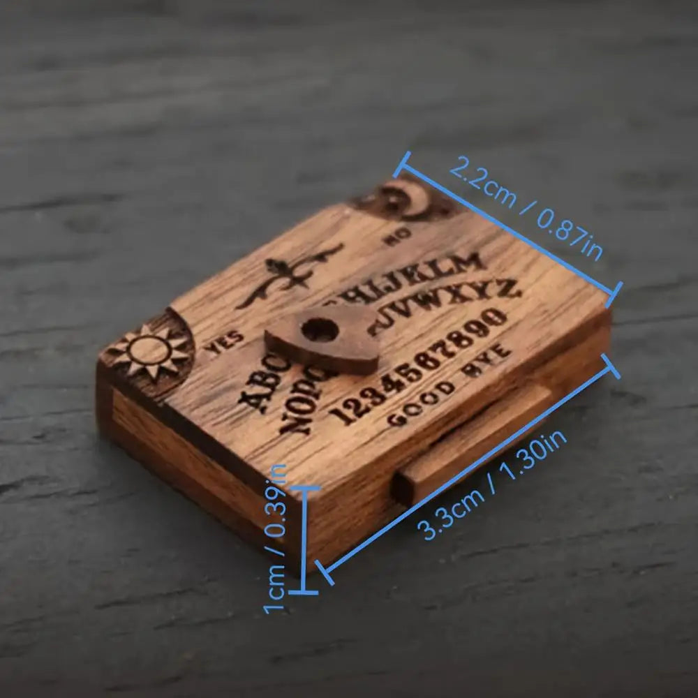 🔮 Miniature Wooden Spirit Board with Planchette & Drawer