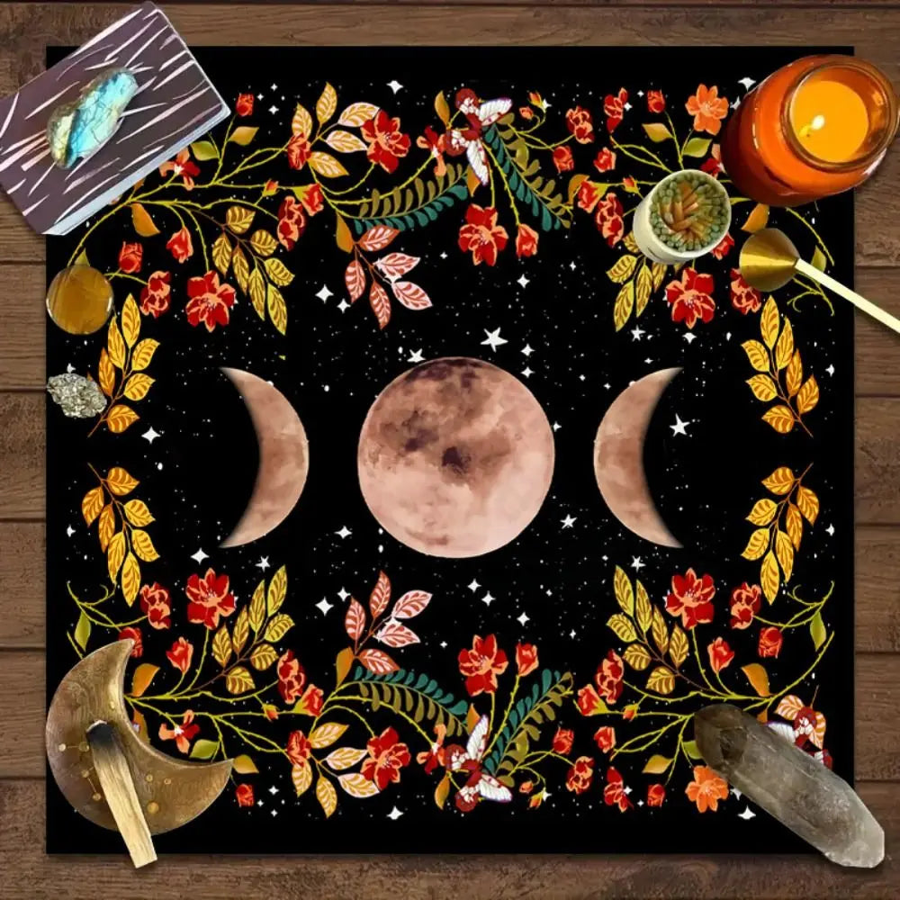 Fashion Moonlight Flower Tarot Card Table Cloth Floral Altar Card Mat Rose Decorative Card Mat