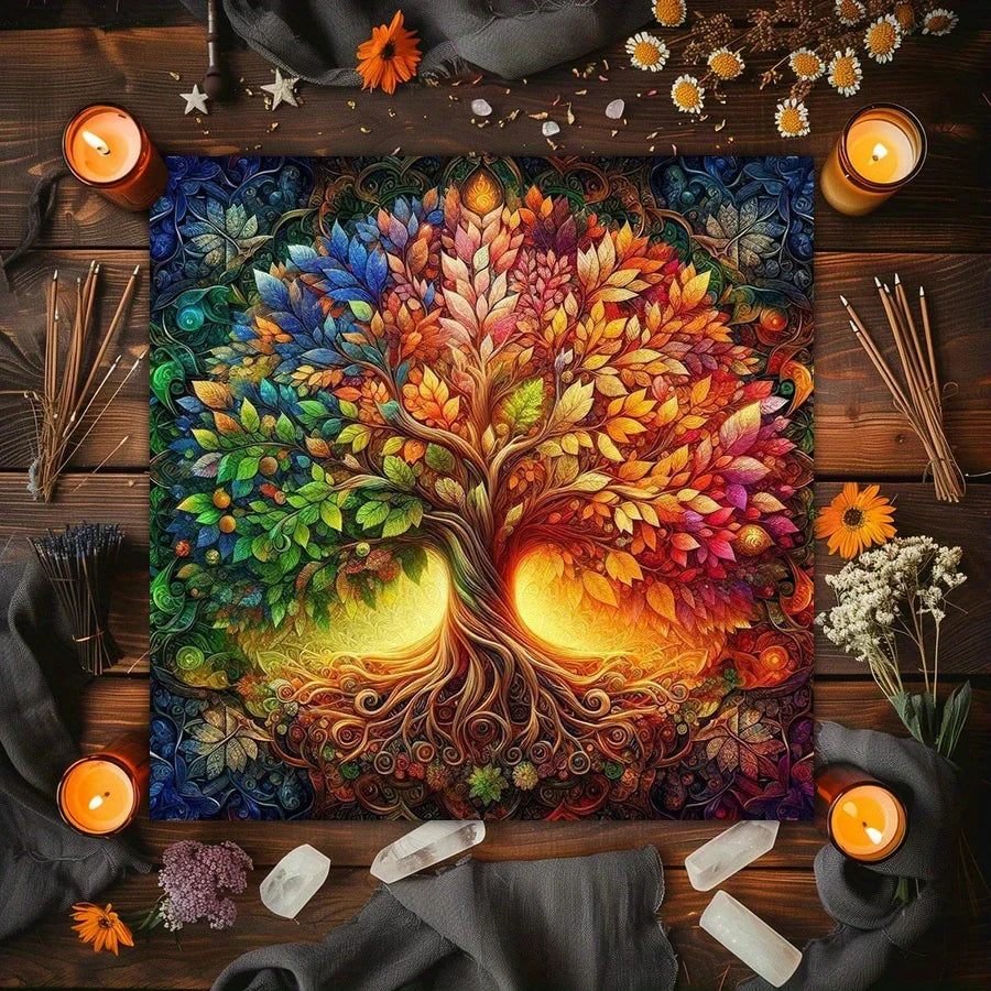 VIKAMA Tarot Star Tablecloth Sun Moon Copper Pattern Mystery Totem Tablecloth Waterproof Oil Proof Home Dining Tablecloth