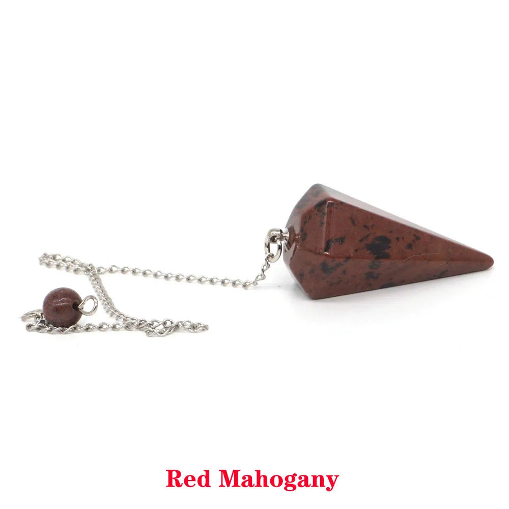Pyramid Pendulum Natural Gemstone Chain Chakra Amulet Pendant Jewelry Reiki Healing Crystal Witchcraft Supplies Decor Ornaments