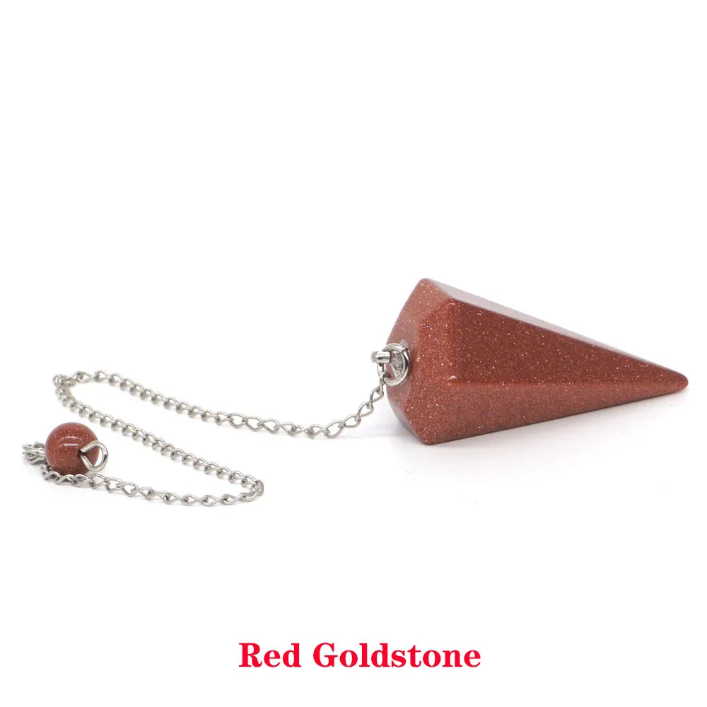 Pyramid Pendulum Natural Gemstone Chain Chakra Amulet Pendant Jewelry Reiki Healing Crystal Witchcraft Supplies Decor Ornaments