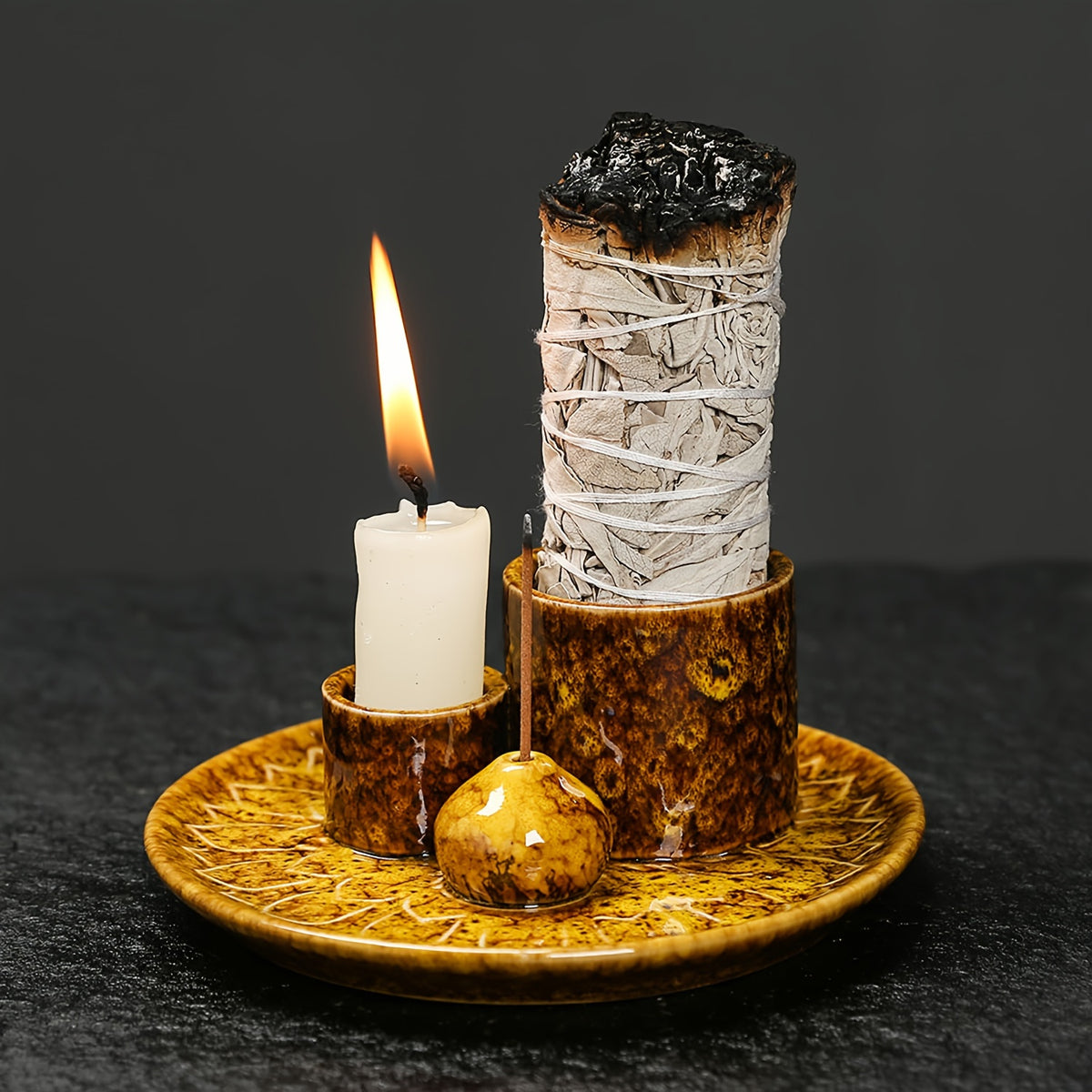 Versatile Ceramic Burner Tray - Incense, Sage & Palo Santo Holder