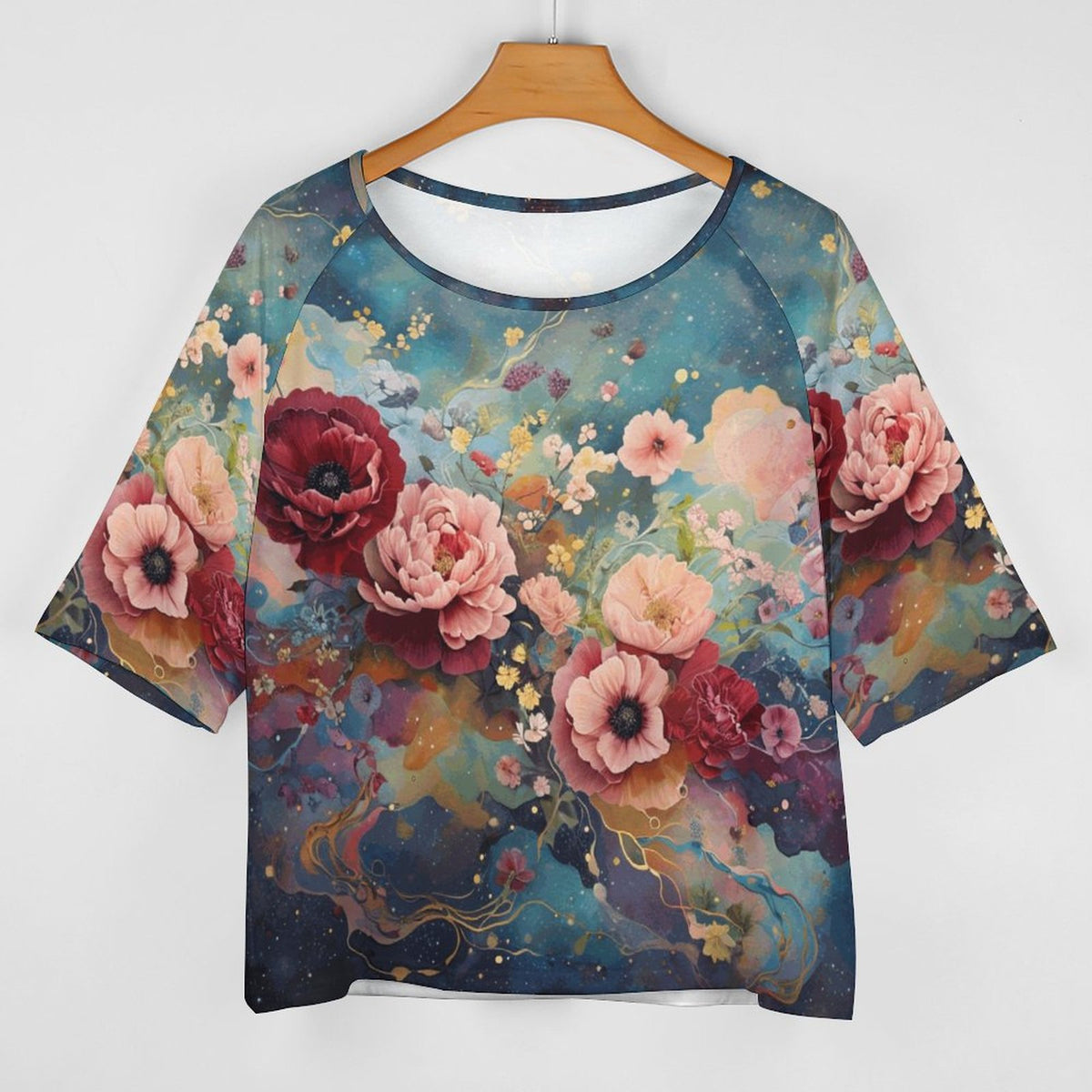 Vintage Roses Shirt, Victorian Roses Women’s Off the Shoulder Half-Sleeve T-shirt