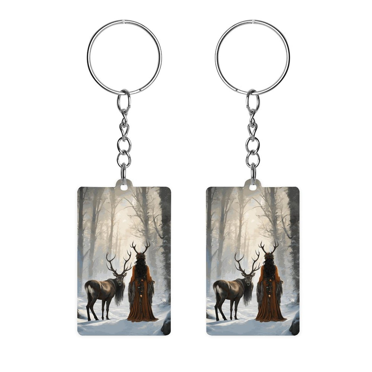 Yule Winter Morning Acrylic Keychain, Winter Yule Forest, Earthly Yule Witch