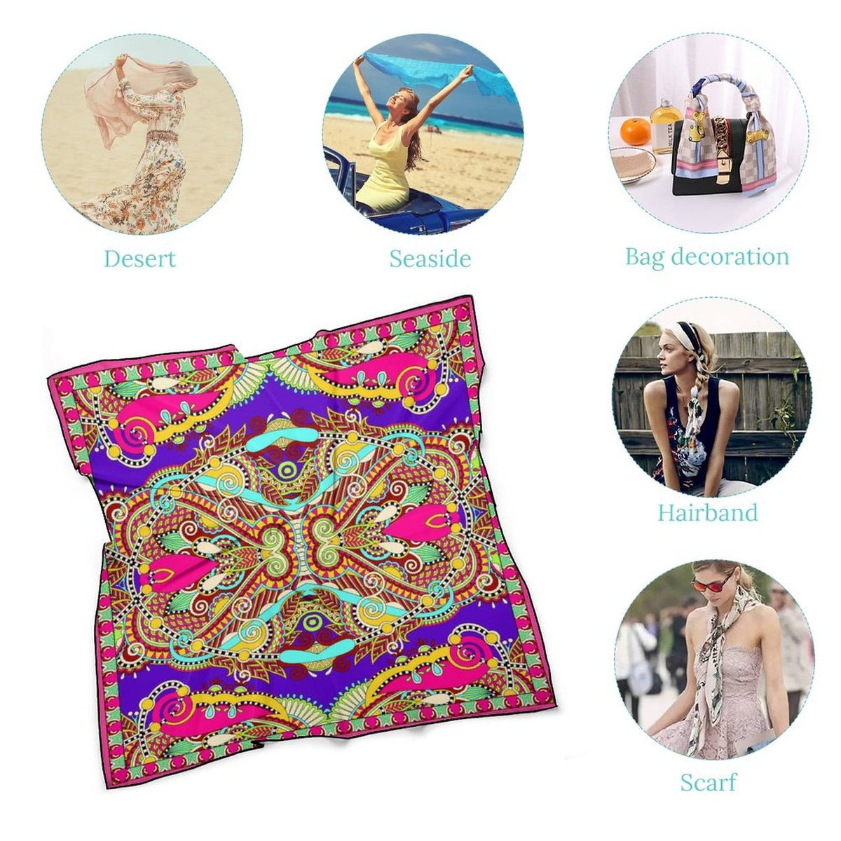 Hot Pink Women's Bohemian Scarf, a fabulous explosion of multicolored fun pattern!