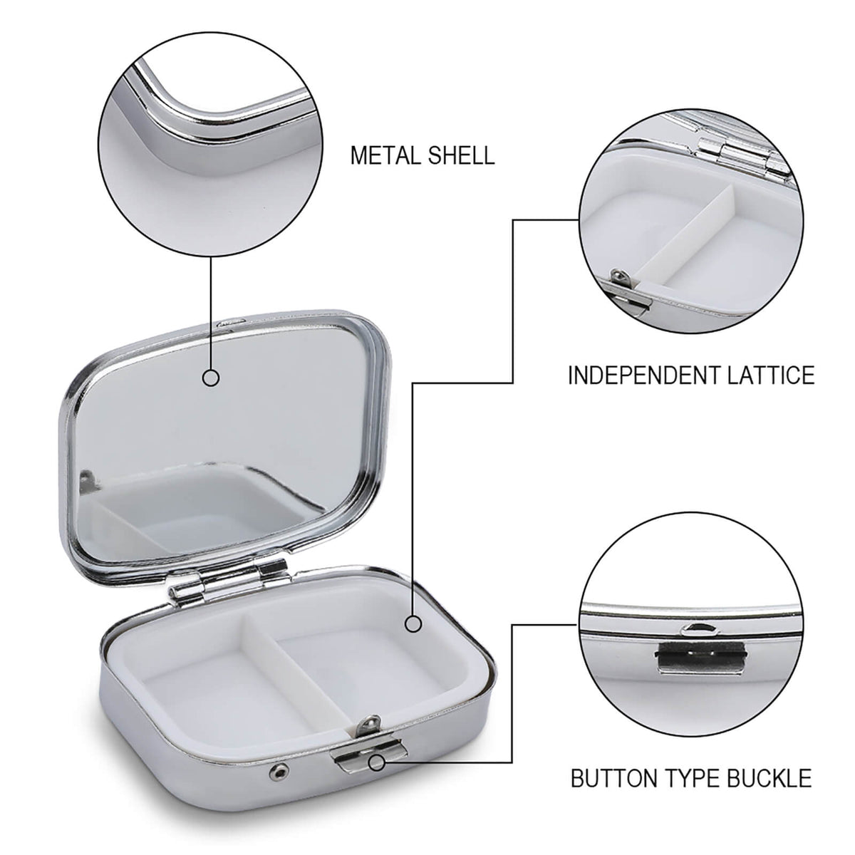 White Witch Portable Square Pill Box, art nouveau pill box compact mirror
