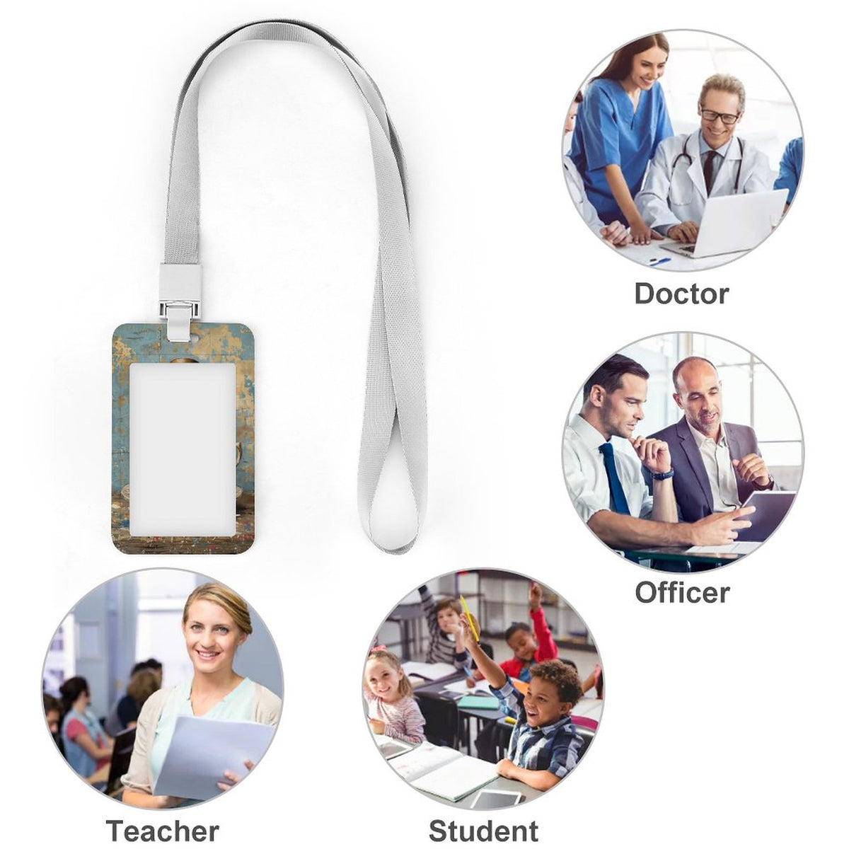 Mouse in Teacup Vertical ID Badge Holder