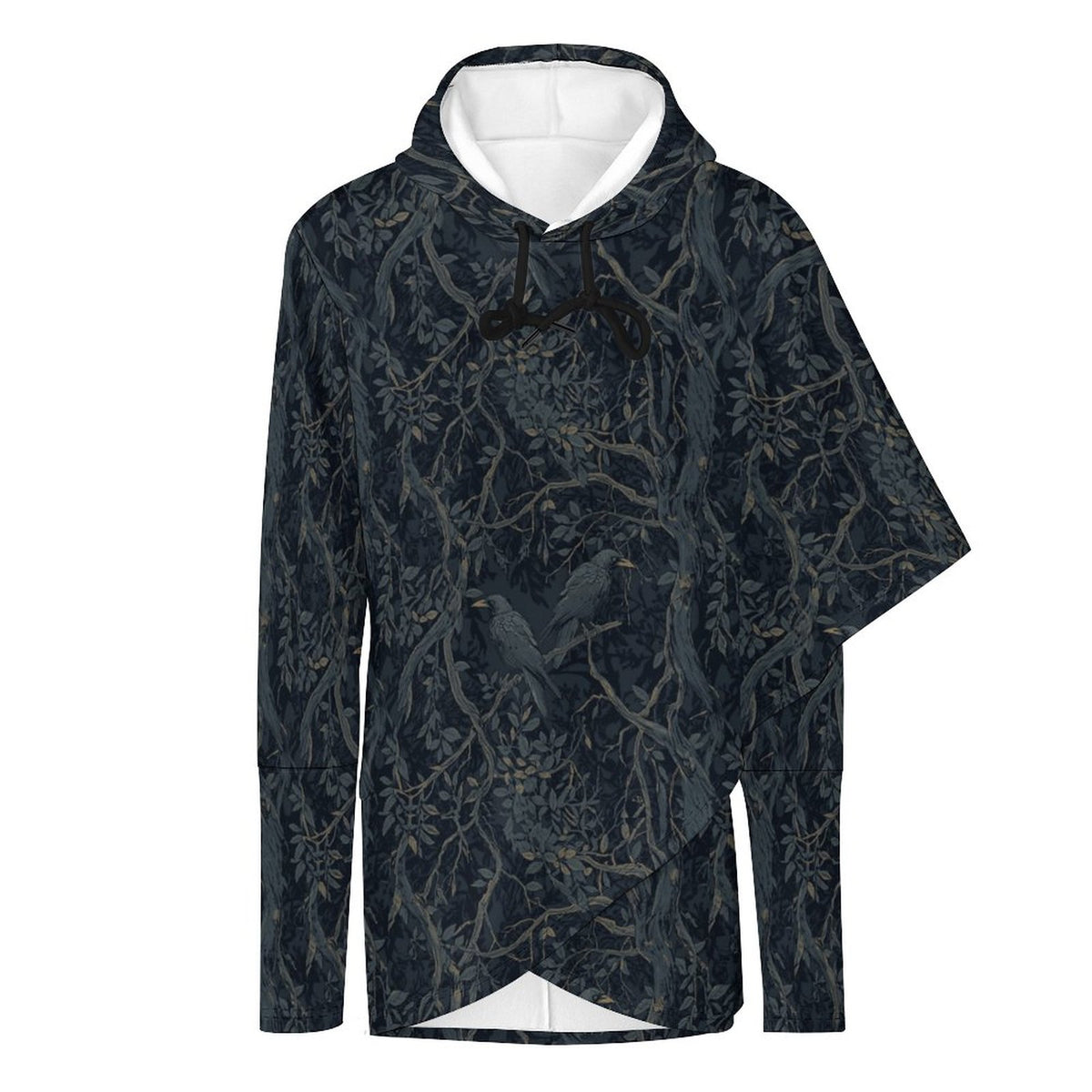 230gsm Poncho-style Long Sleeve Women Hoodie with Irregular Hem DS001 (All-Over Printing)