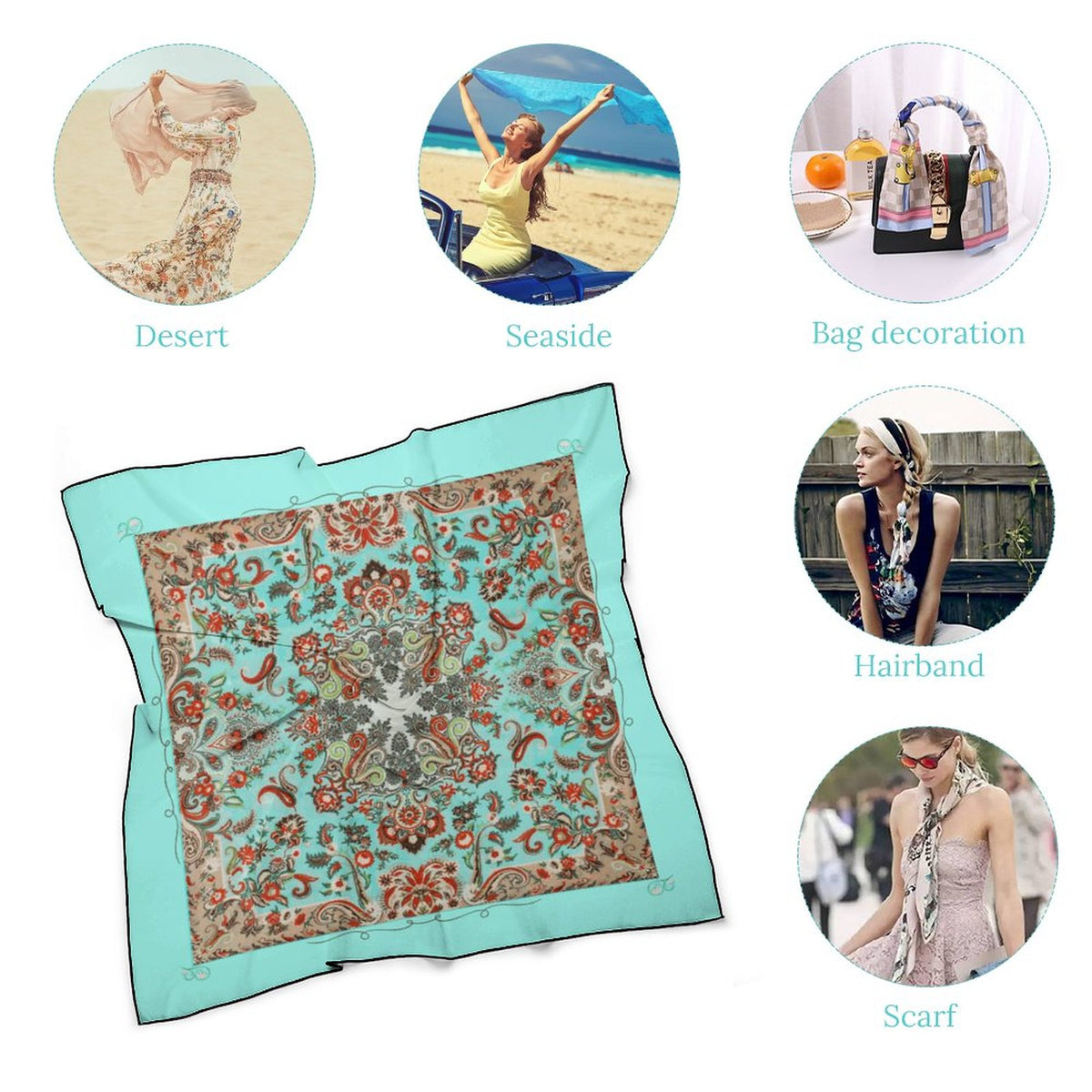Turquoise in Paisley Scarf, a fabulous explosion of multicolored fun pattern!