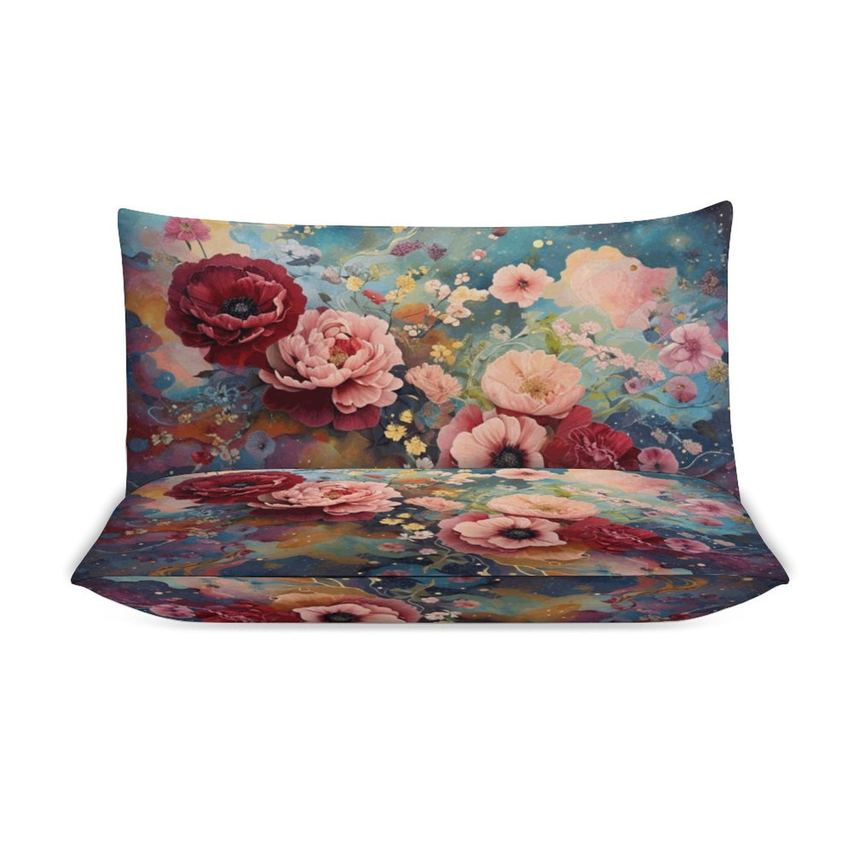Victorian Rose 3-Piece Bedding Set-Queen, Shabby Chic Victorian Romantic Bedroom set, Pink Floral Roses Cottagecore Cozy Duvet set
