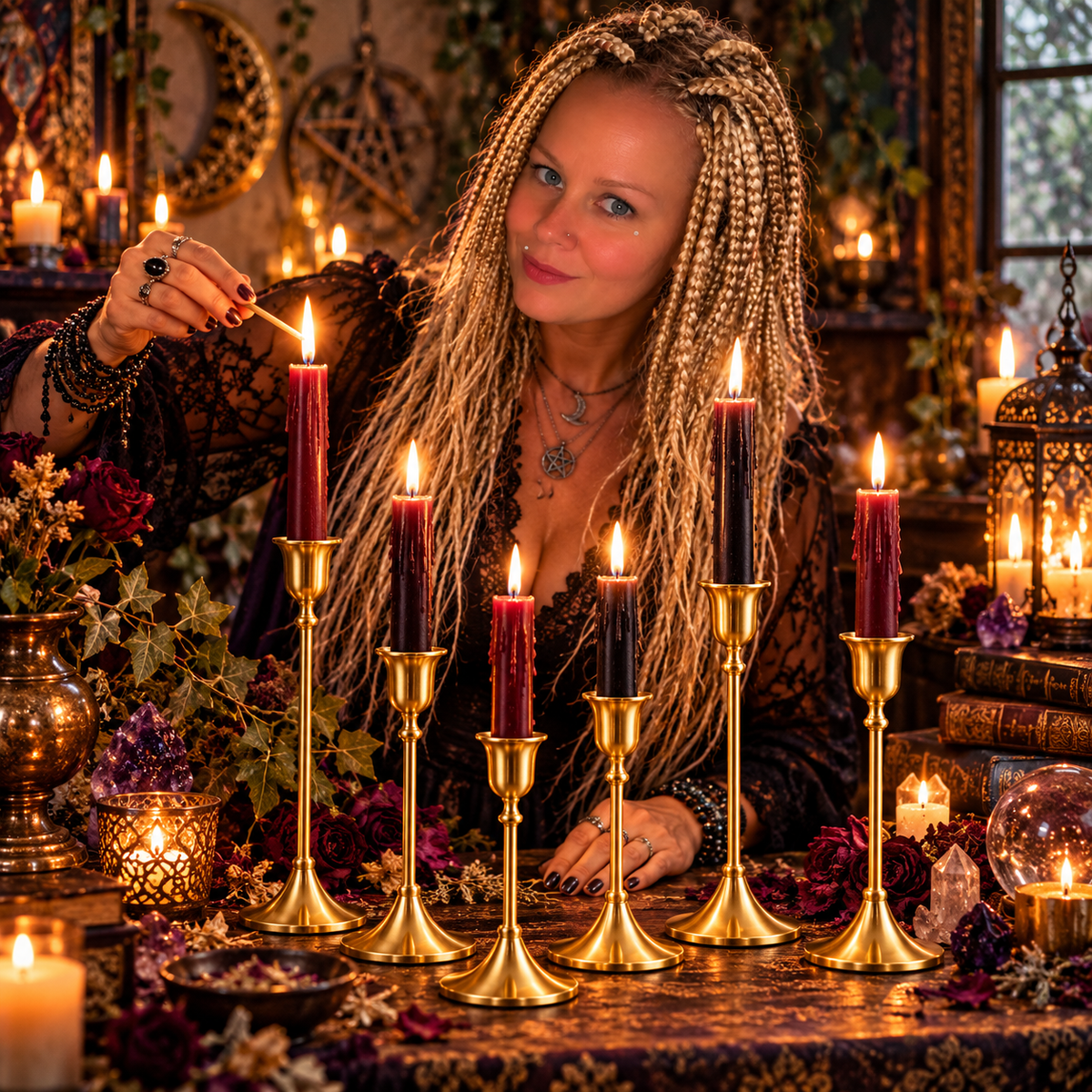 🕯️ 6-Piece Gold Metal Candlestick Holder Set
