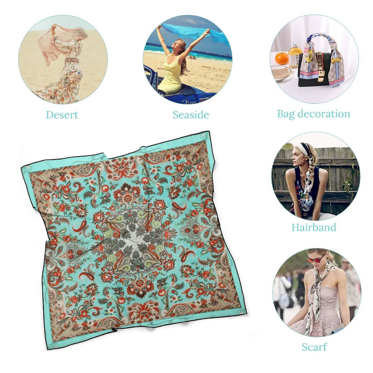 Turquoise in Paisley Scarf, a fabulous explosion of multicolored fun pattern!