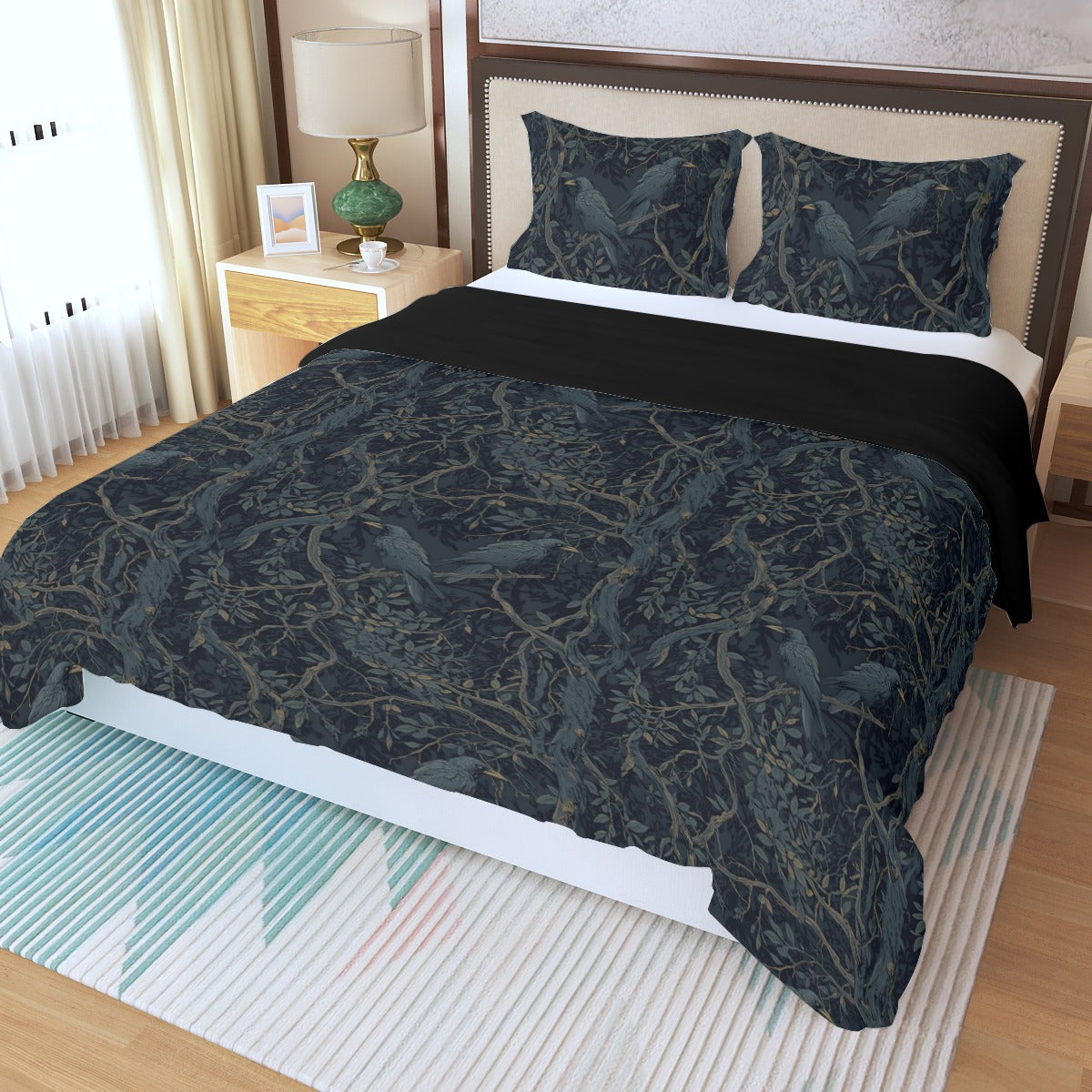 William Morris Crow UK size Three Piece Duvet Bedding Set