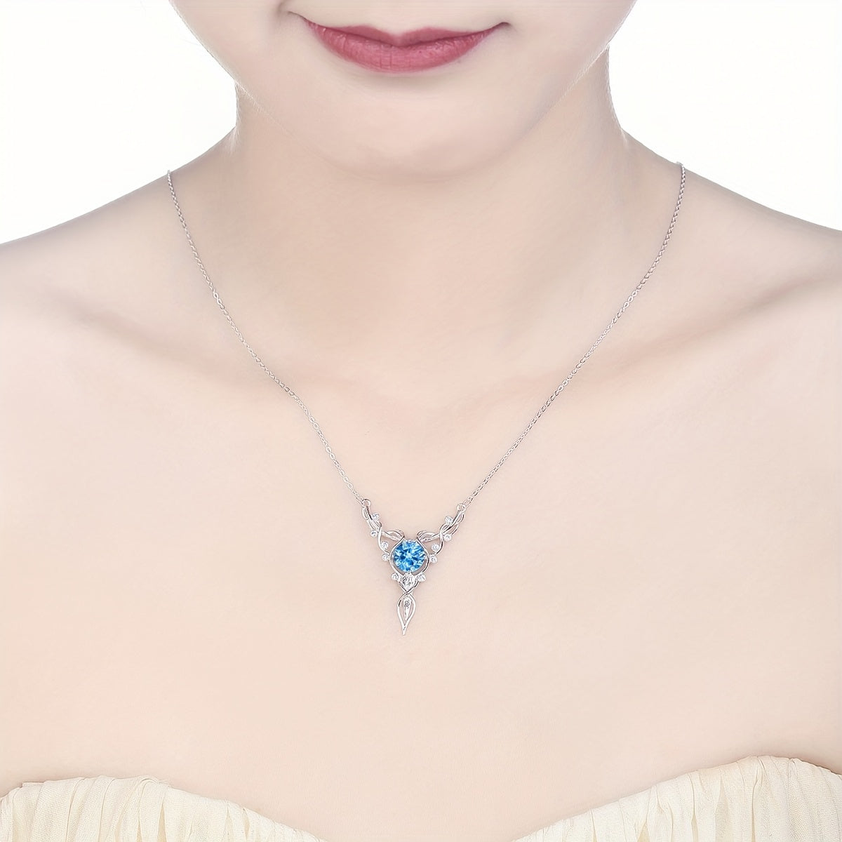 925 Sterling Silver 18K Gold Plated Antler Pendant Necklace
