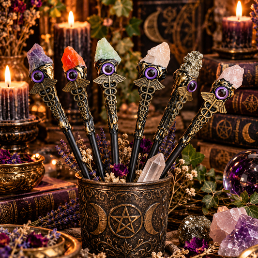 Natural Crystal Evil Eye Witch Wand