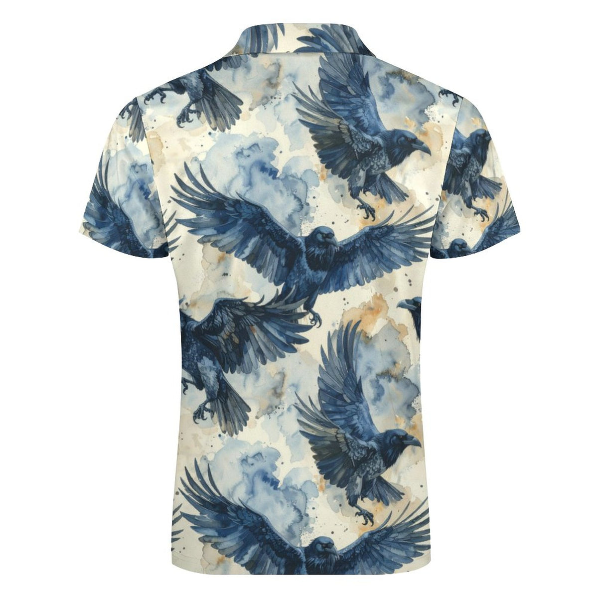 Crows in Flight Men's Short Sleeve POLO Shirt with Zipper - Gothic Clothing
