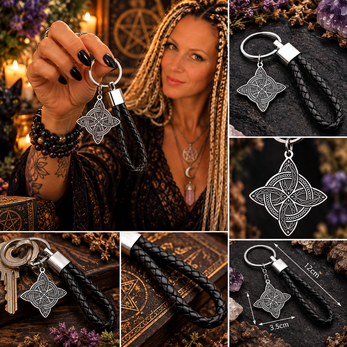 Witch Knot Keyring – Stainless Steel Slavic Protection Amulet Keychain