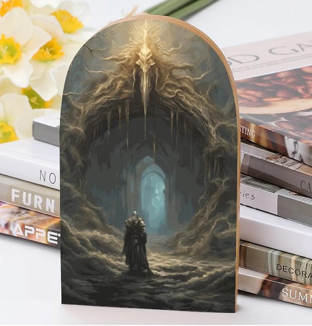 Elden Ring Bookends Age of Sigmar Beech Wood & Iron Night Lord Gamer Decor Dark Souls Video Game Fantasy Bookend Mordheim Gamer Gothic Decor
