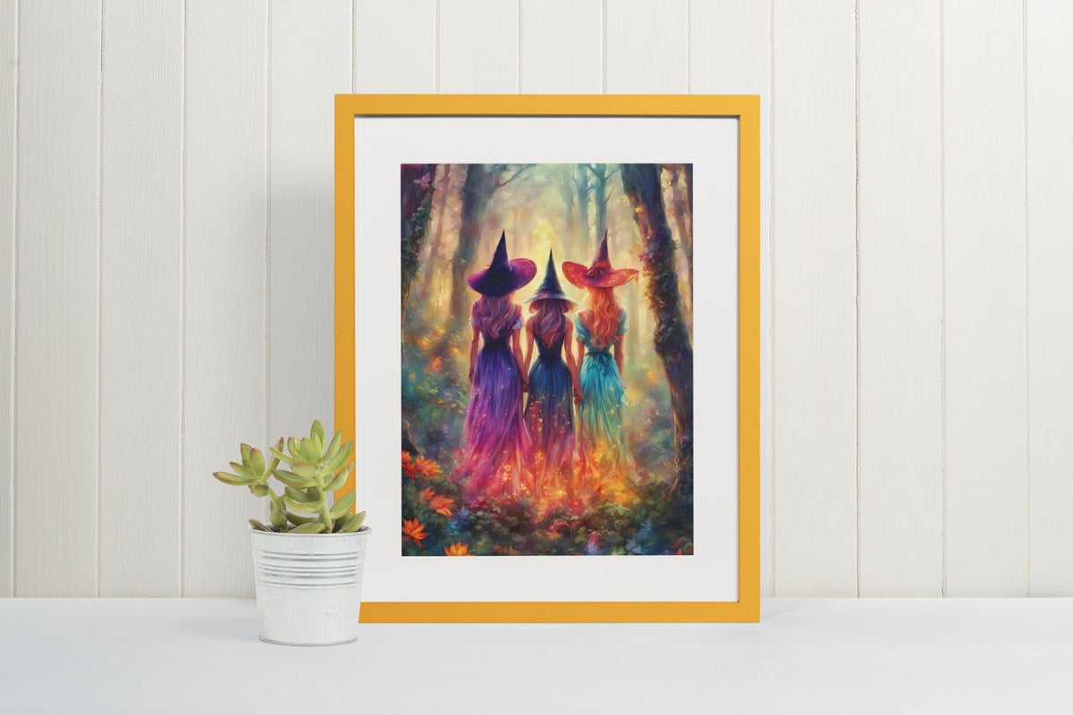 Enchanting Witches Coven Canvas Art Print: Mystical Forest Decor