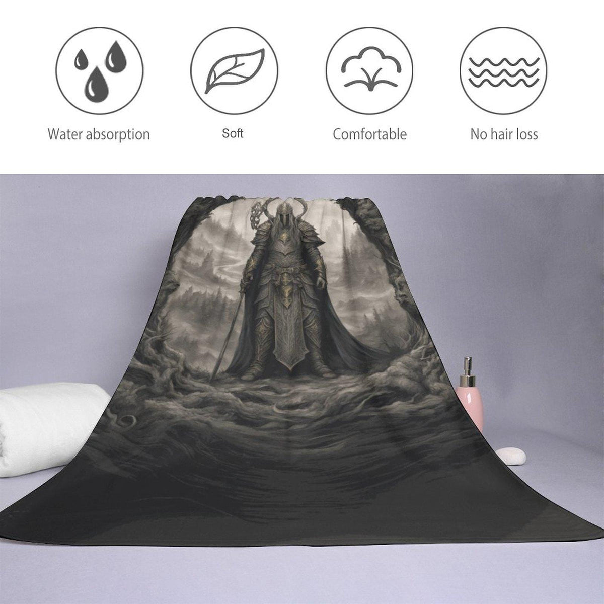 Elden Ring Warrior King Bath Towel: Dark Souls Gamer Merch (70x140)