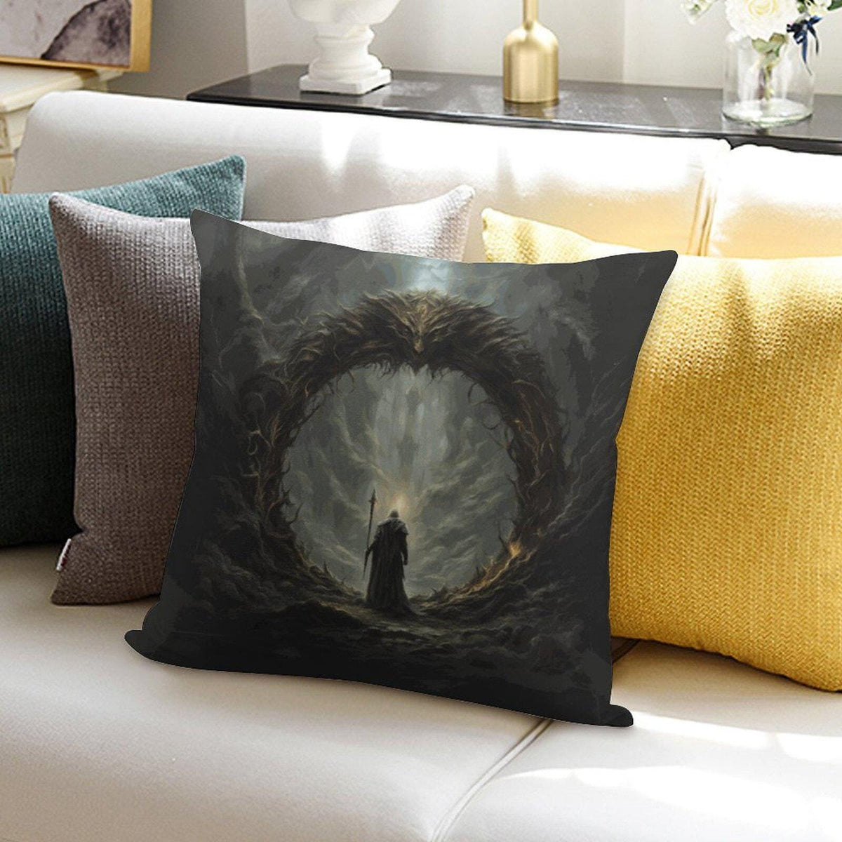 Video Game Lover Gift Idea for Boyfriend Fantasy Decor for Bedroom Elden Ring Gamer Plush Throw Pillow Cover Dark Souls Dragon Age Merch