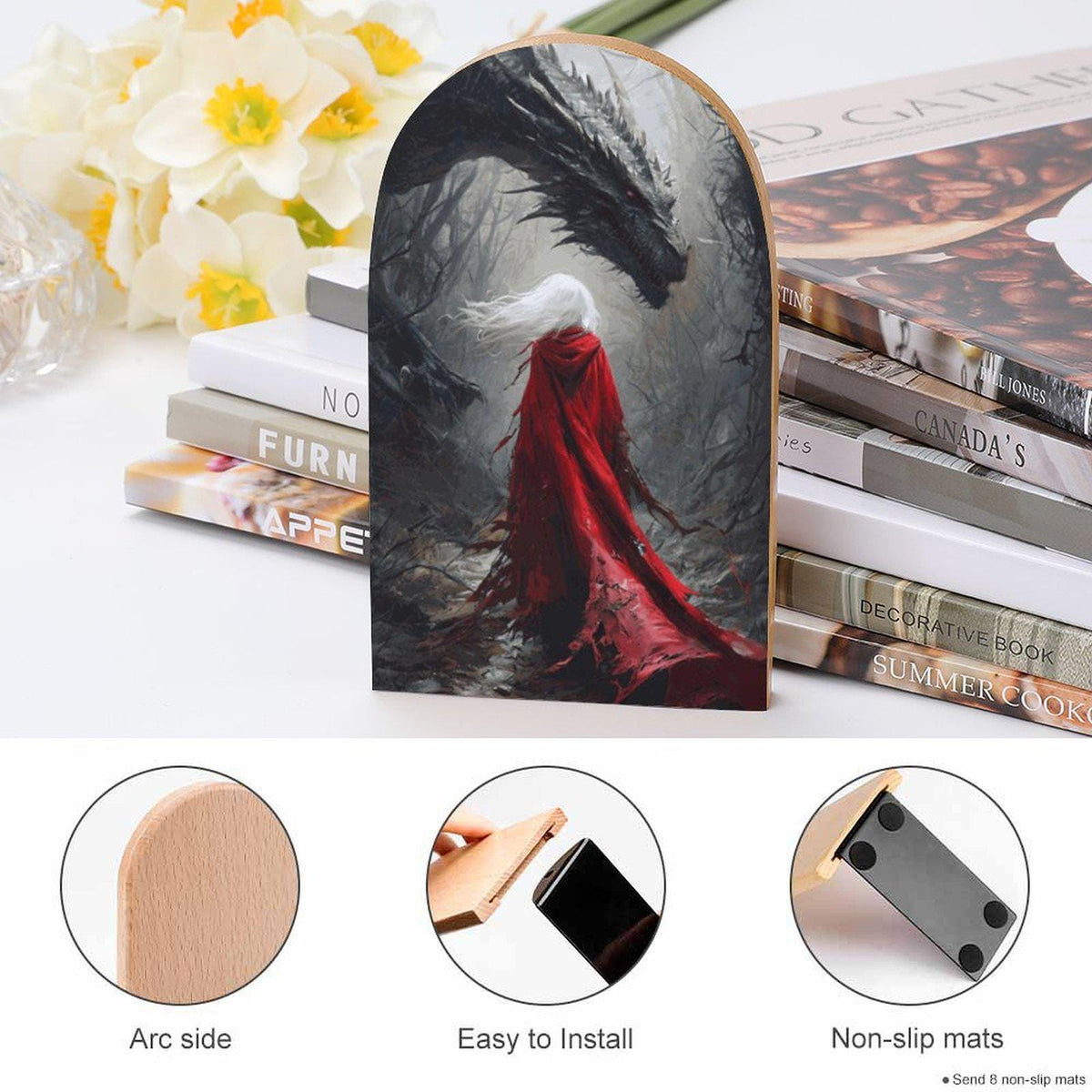 Reading Nook Decor from Blood and Ash Book Nook Accessory Throne of Glass Art Gothic Bookends TOG Dragon Sarah J Maas Merch for Book Lover