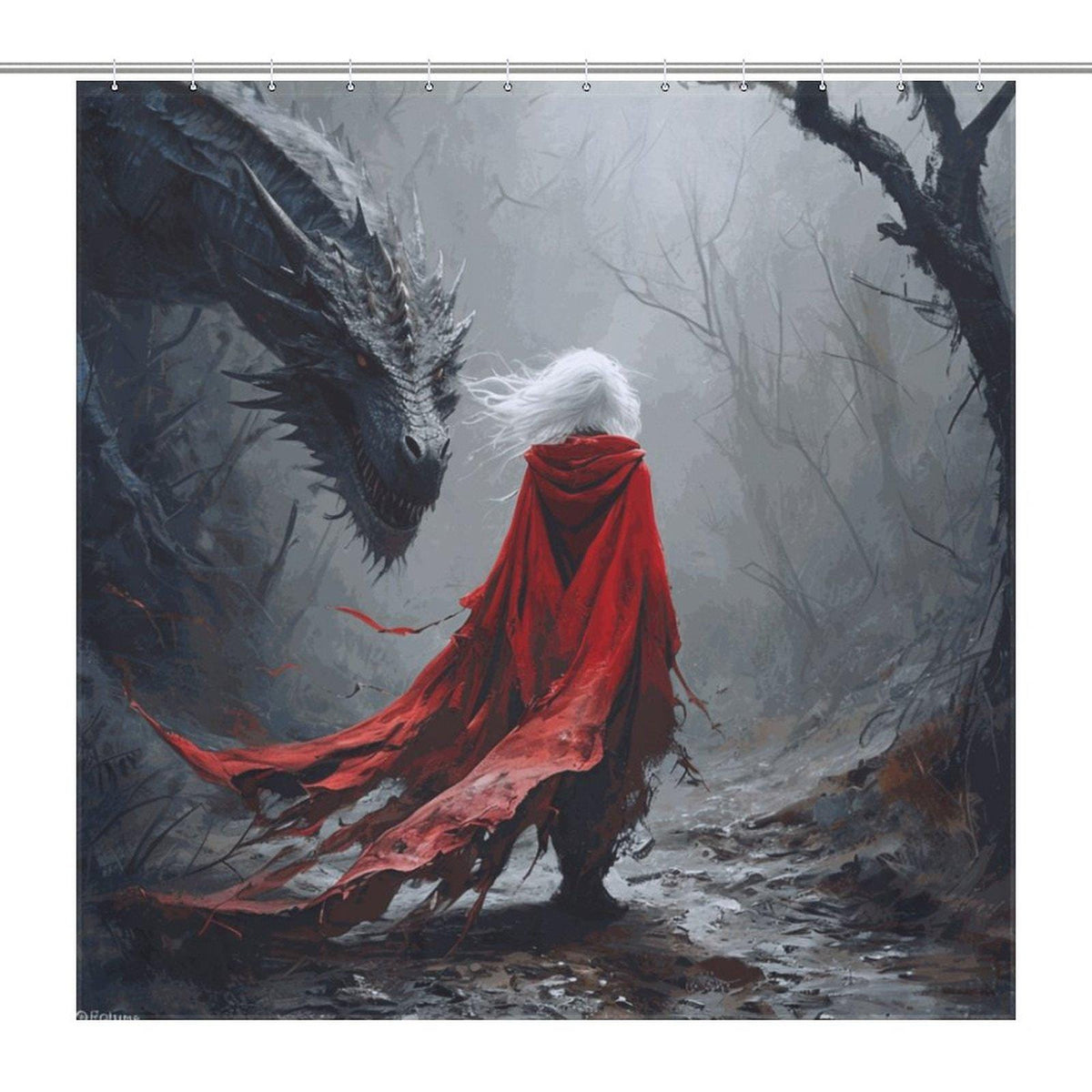 Mystical Dragon Shower Curtain: Sarah J Maas inspired Fantasy Art Decor