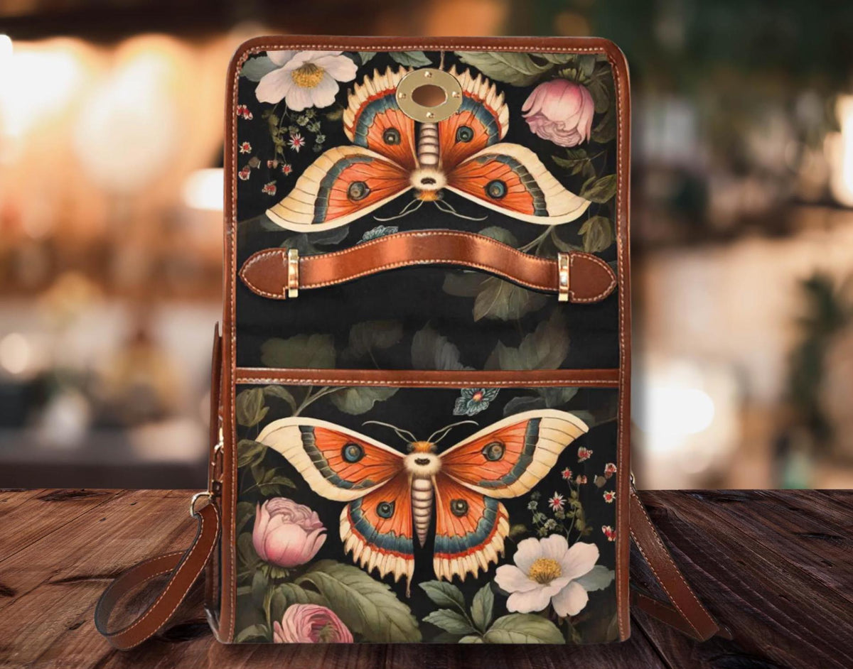 Luna Moth Waterproof Canvas Bag: Vegan Dark Academia Messenger