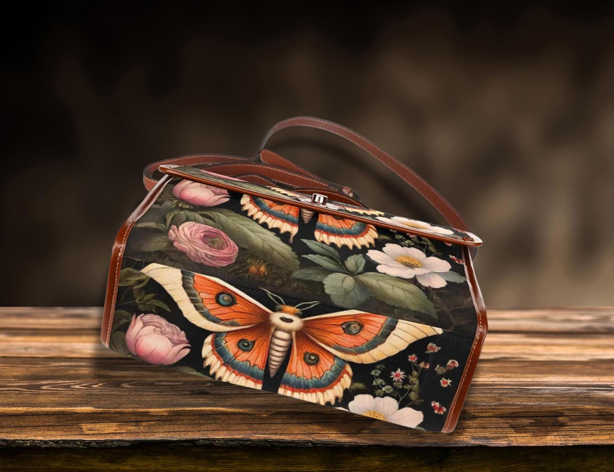 Luna Moth Waterproof Canvas Bag: Vegan Dark Academia Messenger