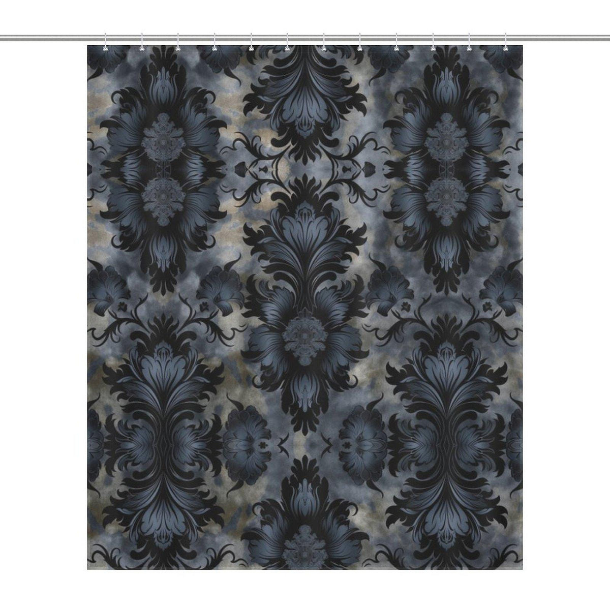 Moody Dark Academia Botanical Black Shower Curtain