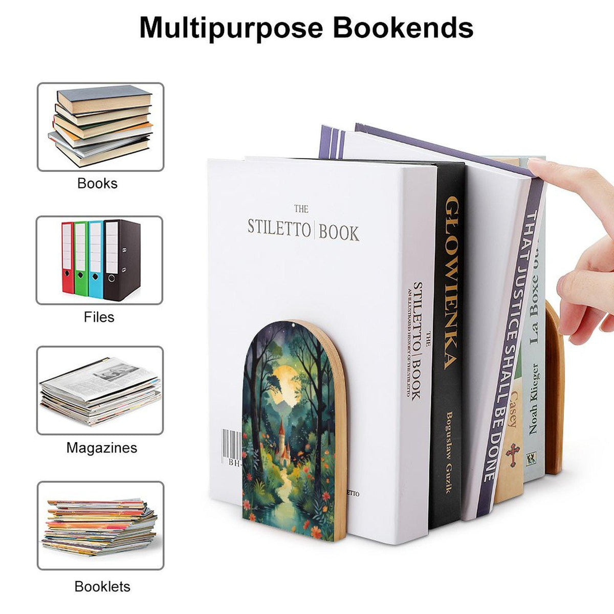 Fairytale Castle Wood Bookends: Whimsical Reading Nook Decor