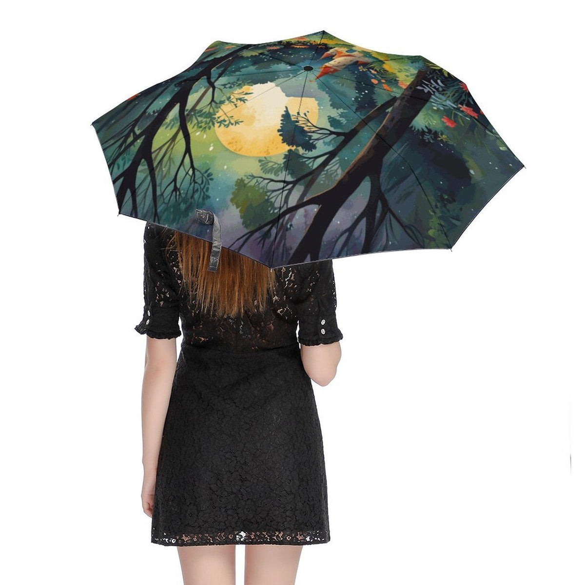 Birthday Umbrella Fantasy Lover Back to School Gift for Girl Fairytale Castle Auto Umbrella Mythical Landscape Unique Custom Rain Accessory