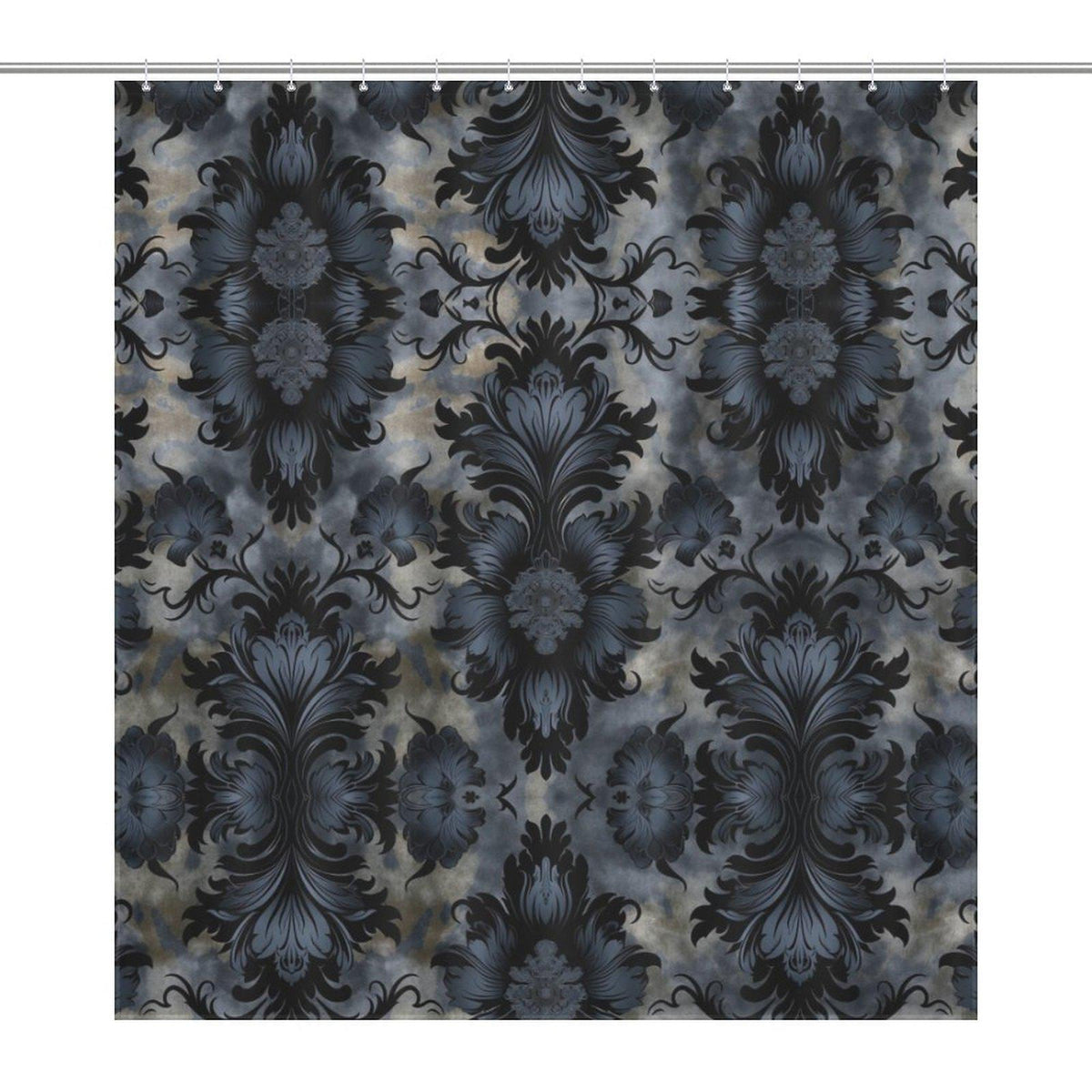 Moody Dark Academia Botanical Black Shower Curtain
