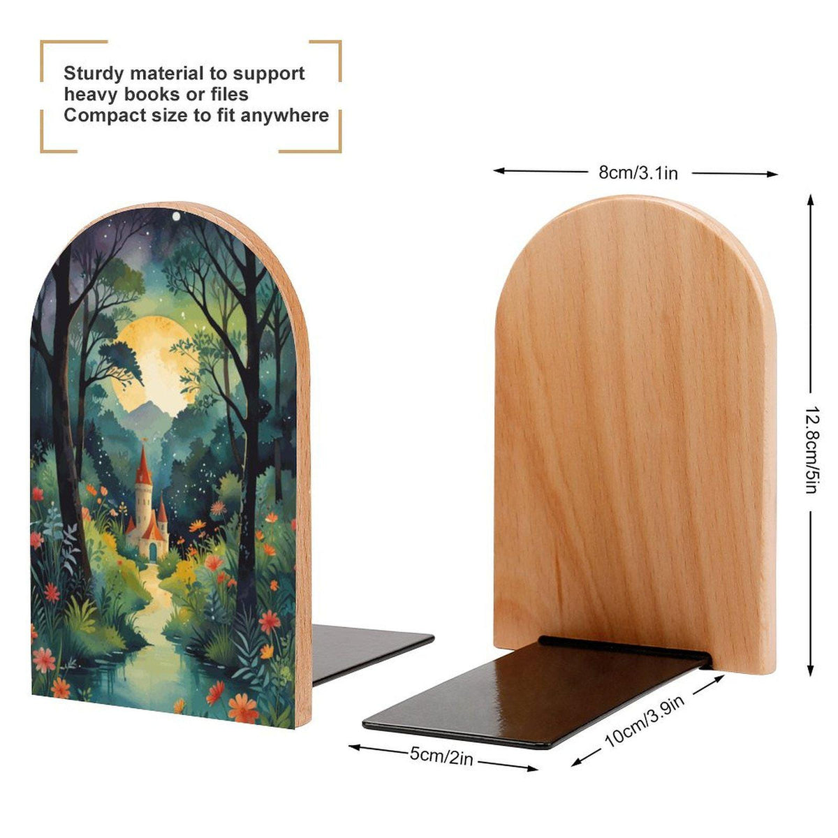Fairytale Castle Wood Bookends: Whimsical Reading Nook Decor