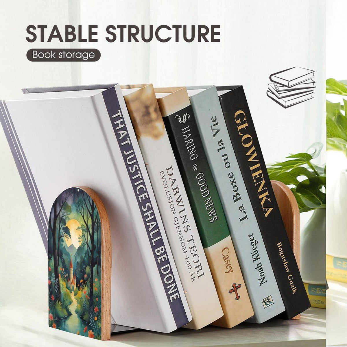 Fairytale Castle Wood Bookends: Whimsical Reading Nook Decor
