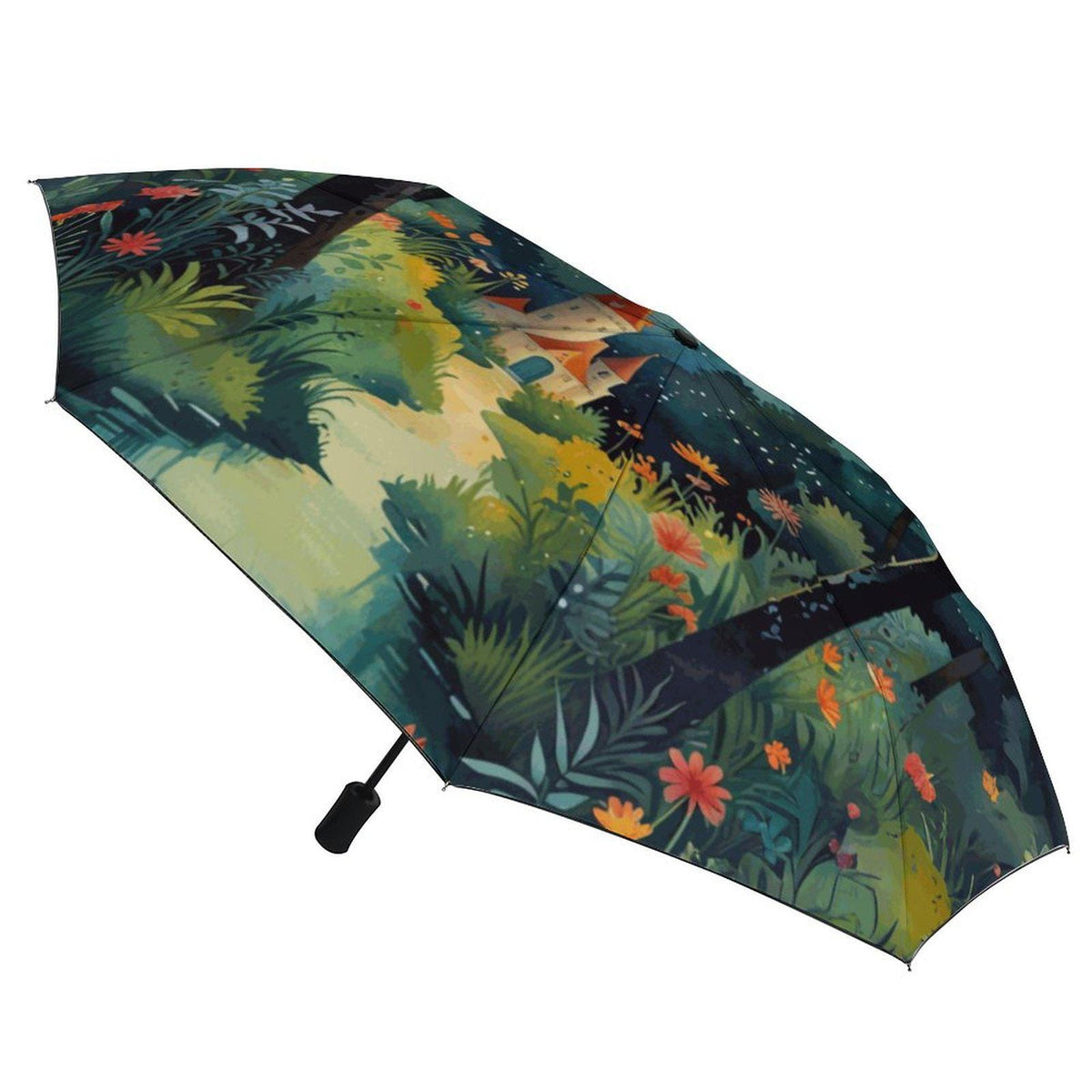 Birthday Umbrella Fantasy Lover Back to School Gift for Girl Fairytale Castle Auto Umbrella Mythical Landscape Unique Custom Rain Accessory