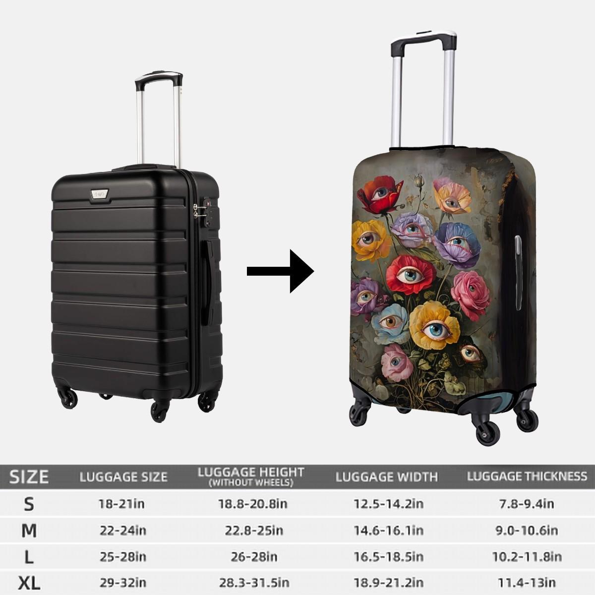 Flower Eyes Luggage Cover: Surreal Vintage Floral Suitcase Wrap