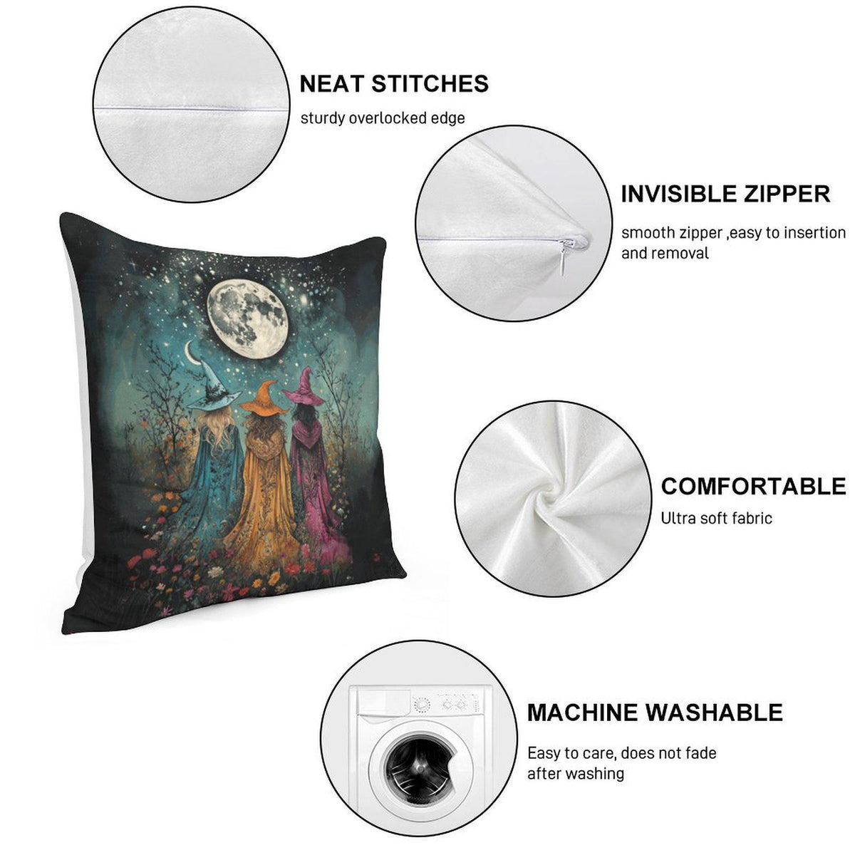 Fall Host Gift Idea Whimsigoth Decor for the Season Witches Velvet Pillowcase Witchcore Decor dark academia witchy vibes halloween Throw