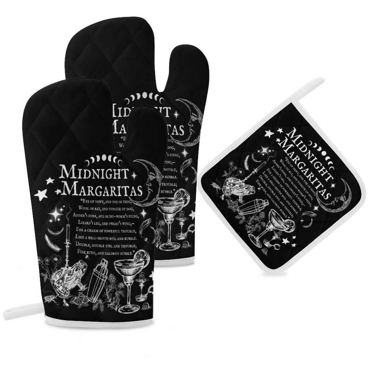 Midnight Margaritas Wiccan Kitchen Decor Dark Chef Accessory Witchcore Kitchen Pot Holder Witch Gift for Mom Kitchen Witch Gift Oven Mitt
