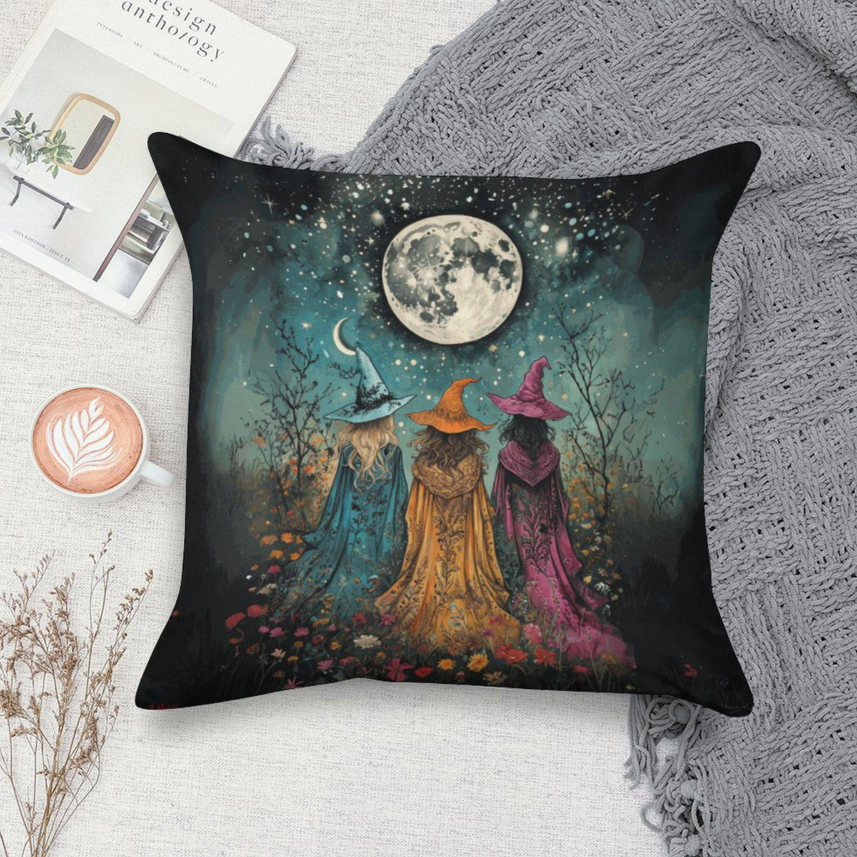 Fall Host Gift Idea Whimsigoth Decor for the Season Witches Velvet Pillowcase Witchcore Decor dark academia witchy vibes halloween Throw
